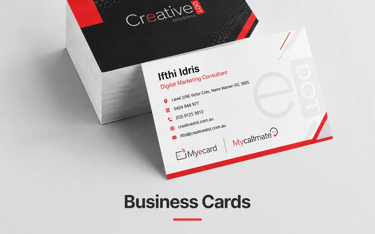 Professionally printed custom business cards